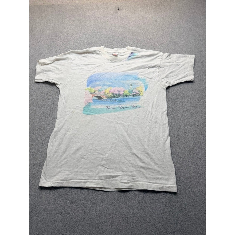Vintage Fruit of the Loom Boston Rowing T-Shirt XL White Made in USA 90s Graphic